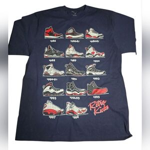 Retro Kicks 80's 90's Sneaker Heads Retro Collection Men's MEDIUM Navy Tee